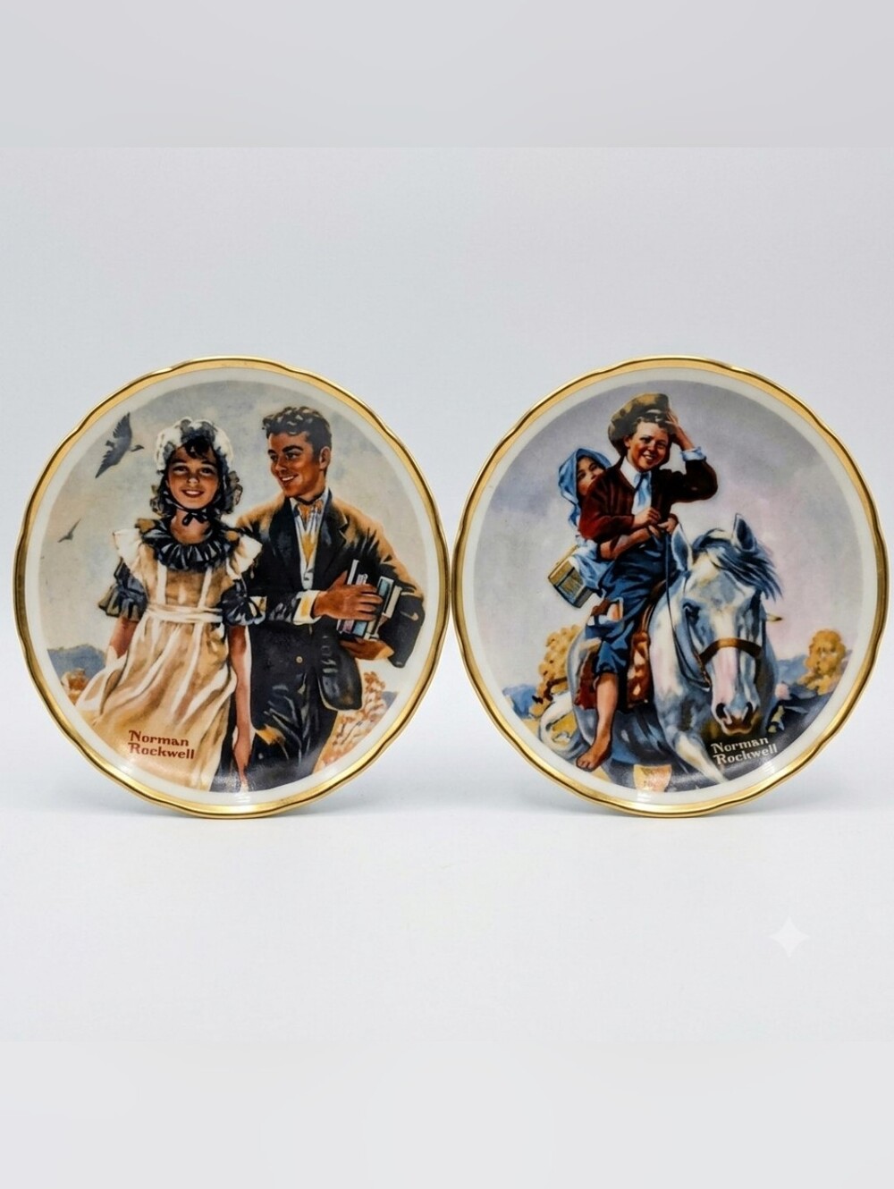 Vintage Norman Rockwell Miniature Collector Plates - Set Of 2